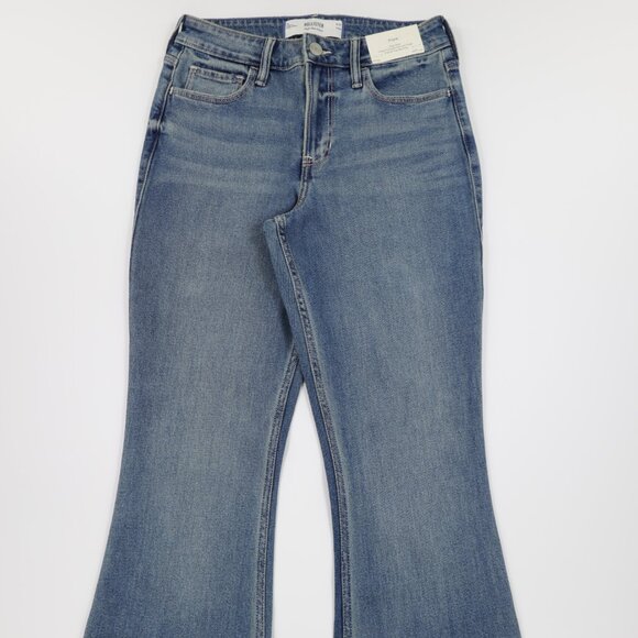 Hollister Women's High Rise Medium Wash Stretch Denim Flare Jeans Blue Size 4L - Picture 4 of 12